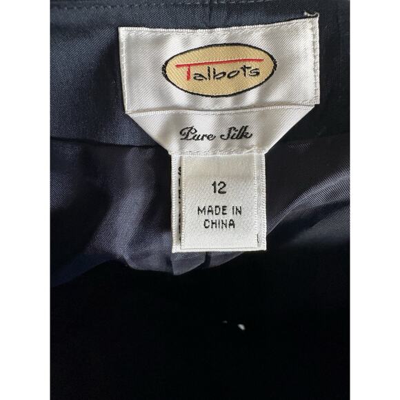 Talbots Silk Blend Ankle Pants - 12, Navy Swiss Dot Lined Holiday Hostess Party - Picture 3 of 10